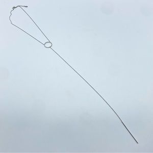 Signed Nana Silver Tone Open Circle Crystal Rhinestone Y-Drop Necklace Dainty